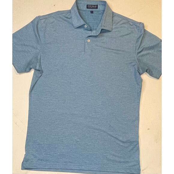 Peter Millar Crown Crafted Performance Polo Shirt Blue Heather Knit Sz Sm Golf - Picture 1 of 12